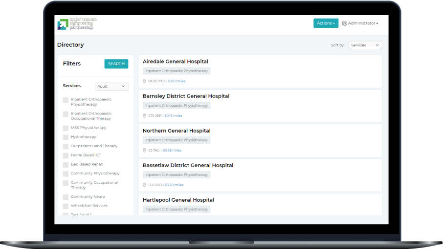 Web-based directory for NHS hospitals